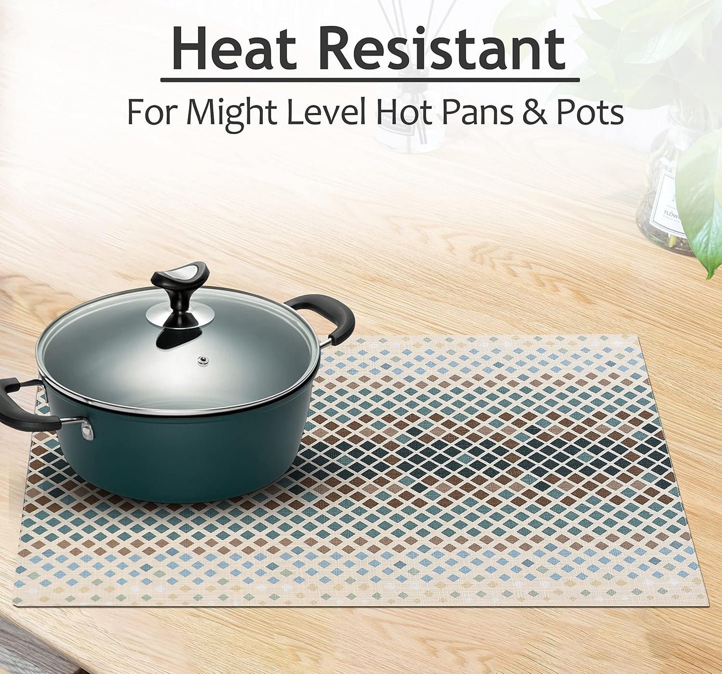 Ruvanti Placemats Set of 6, 100% Cotton Place Mats of 13"x19" – Faded | Heat, Stain resistant, Washable, Non-Slip