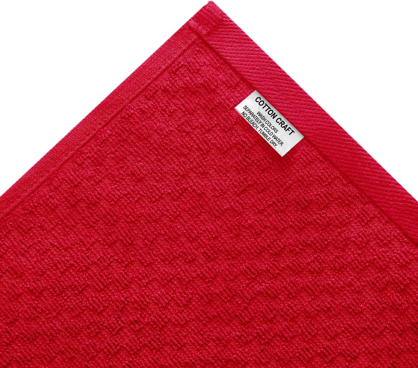 COTTON CRAFT Amazing Kitchen Towels - 8 Pack 100% Cotton Waffle Terry Towel | Red - 16x28 inch Euro Café Waffle Weave