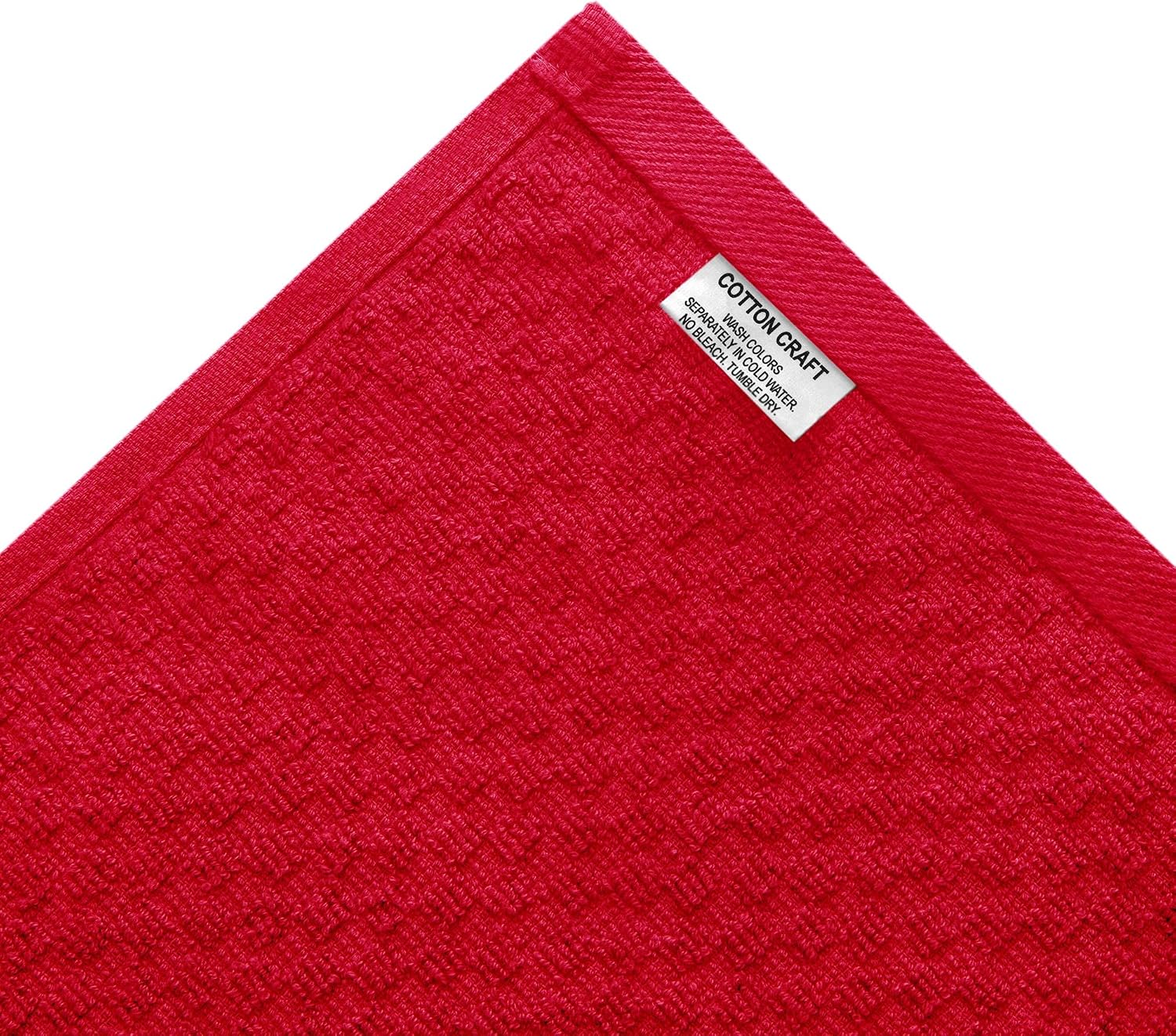 COTTON CRAFT Amazing Kitchen Towels - 8 Pack 100% Cotton Waffle Terry Towel | Red - 16x28 inch Euro Café Waffle Weave