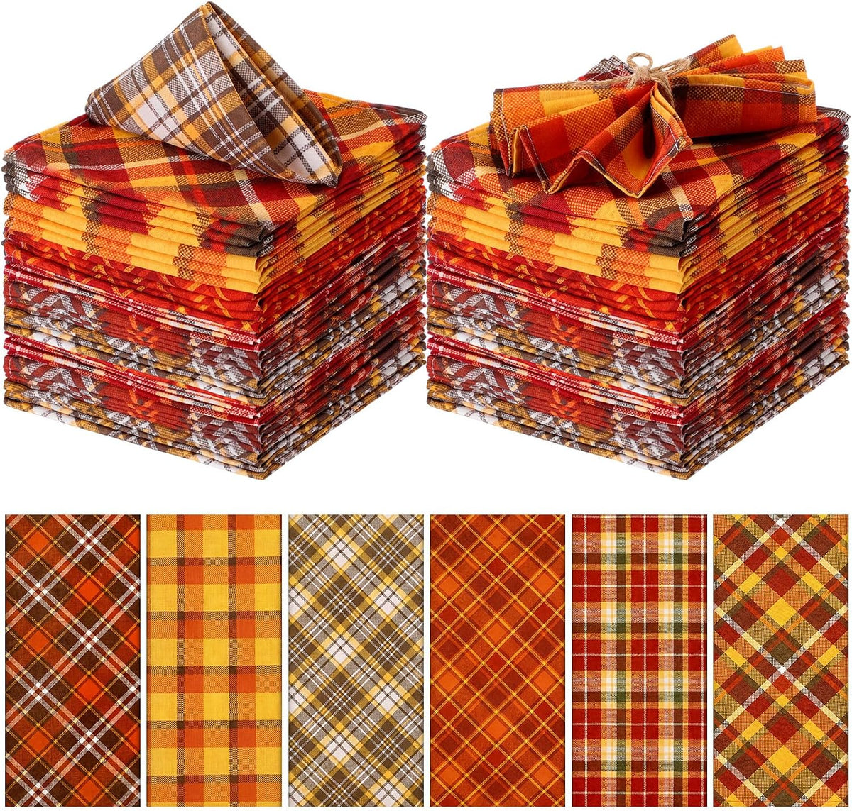 Mixweer 24 Pack Fall Thanksgiving Cloth Napkins Bulk, 15 x 15 Inch