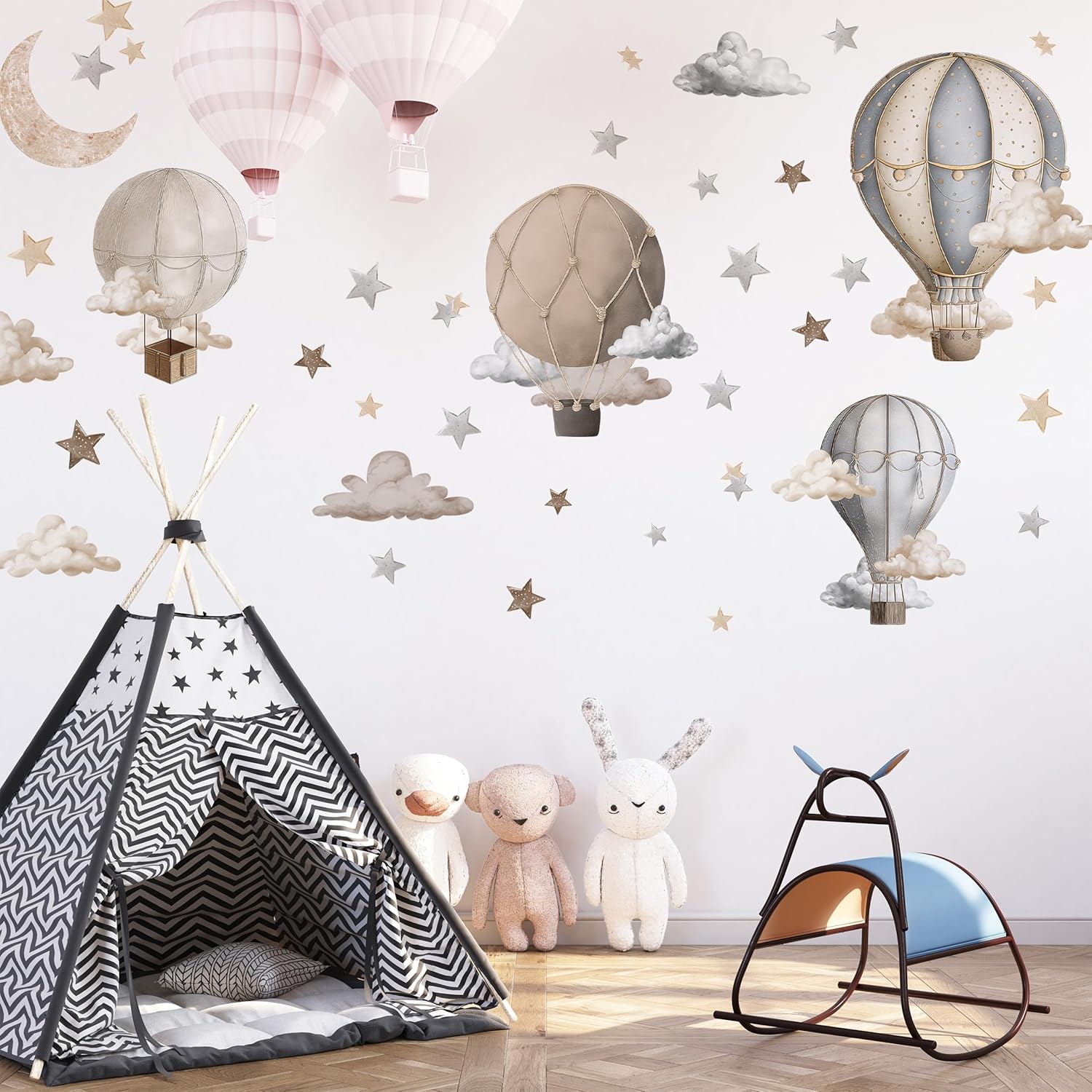 Dreamy Hot Air Balloon and Star Wall Decals / Hot Air Balloon Wall Decals