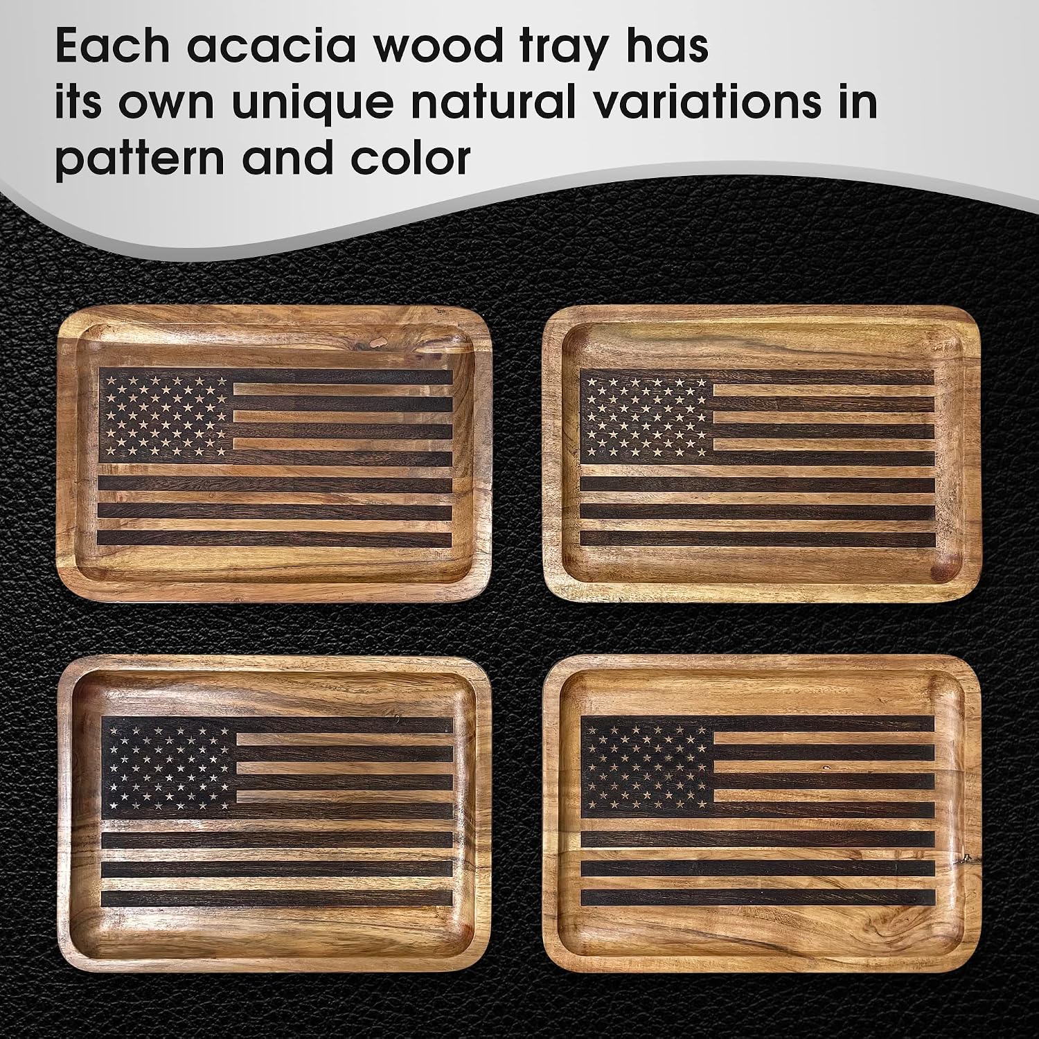 Guard The Line American Flag Valet Tray for Men - Wood EDC Catchall Tray | Laser-Engraved Wooden Tray, Patriotic Key