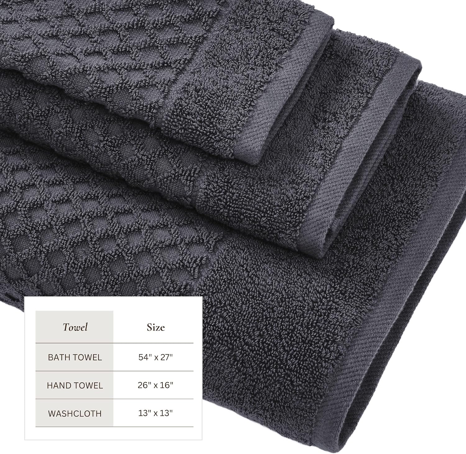 Great Bay Home Bath Towels - 100% Cotton 6 Piece Towel Set - Diamond Waffle Weave - Absorbent, Durable, Quick-Dry