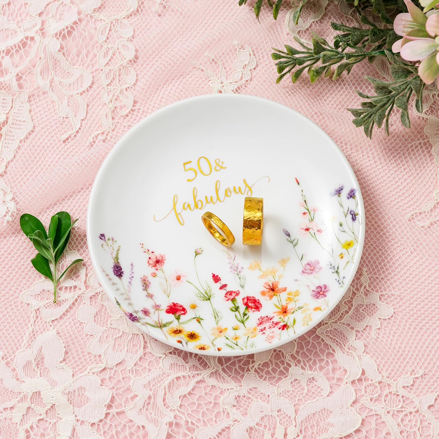 50 Fabulous Jewelry Ring Dish for Women 50th Birthday Gifts Idea for 50 Year / Birthday 50 Fabulous