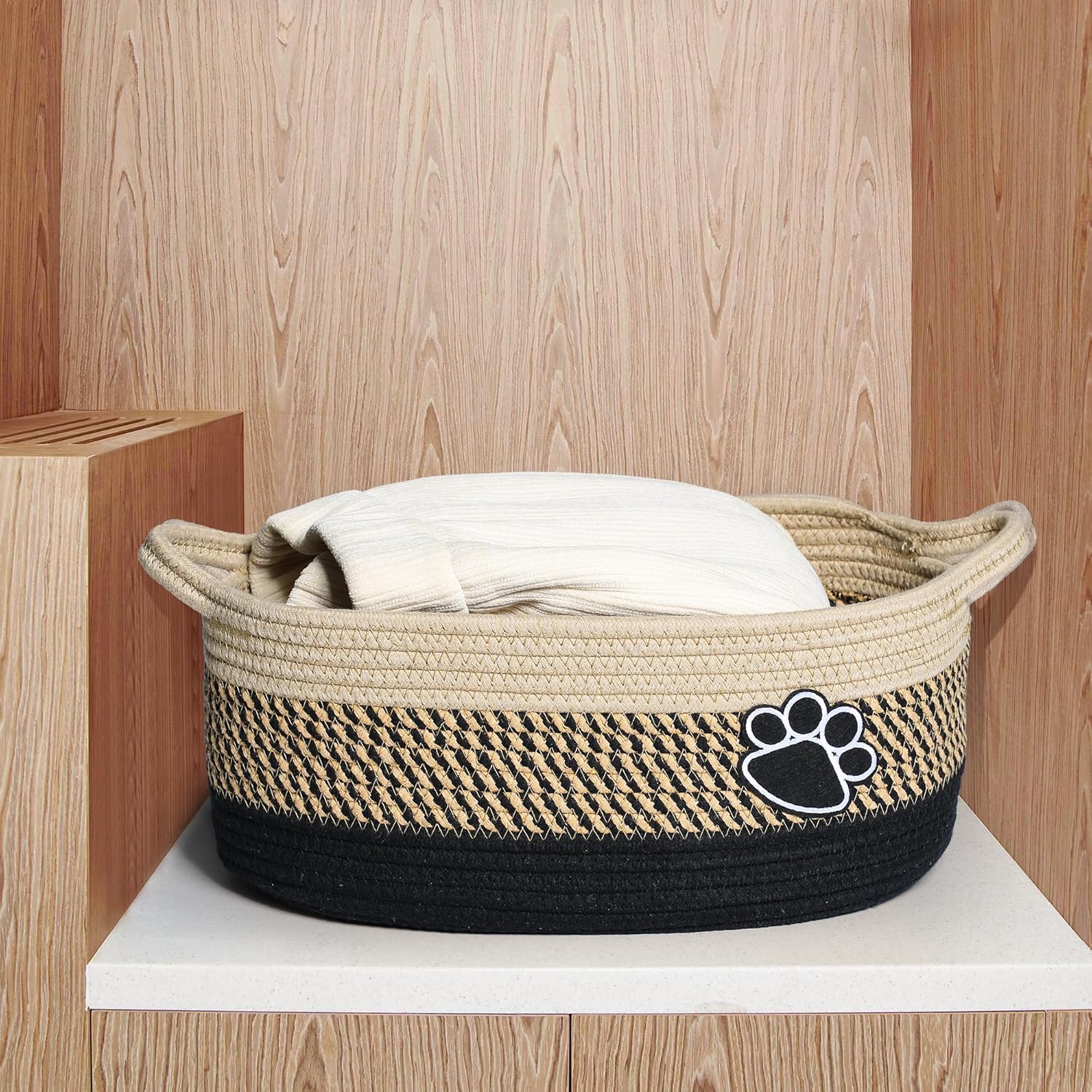 Small Woven Baskets for Organizing Rope Storage Basket / Dark&light Beige