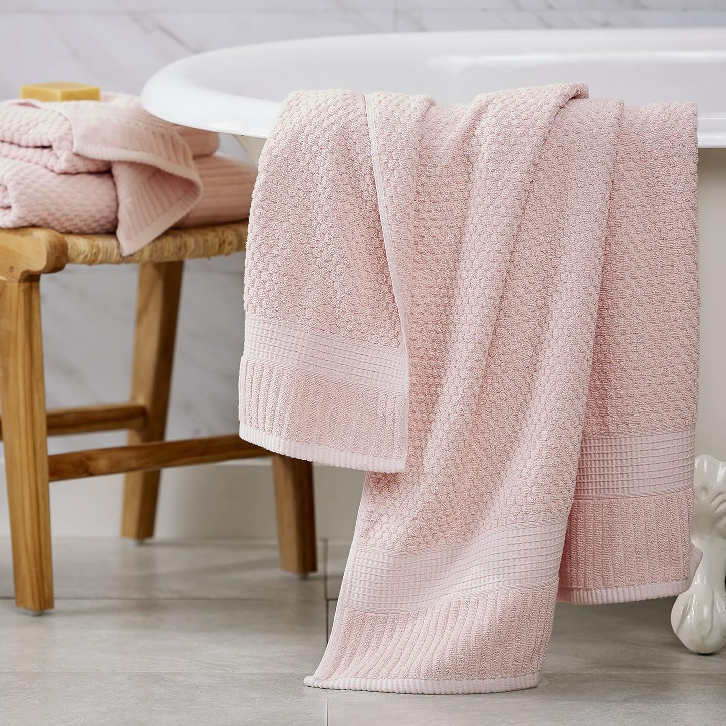 NY Loft 100% Cotton 6-Pack Hand Towel Set | Pink | Oeko-TEX | Quick-Dry | Six 16" x 28" Hand Towels | Super Absorbent
