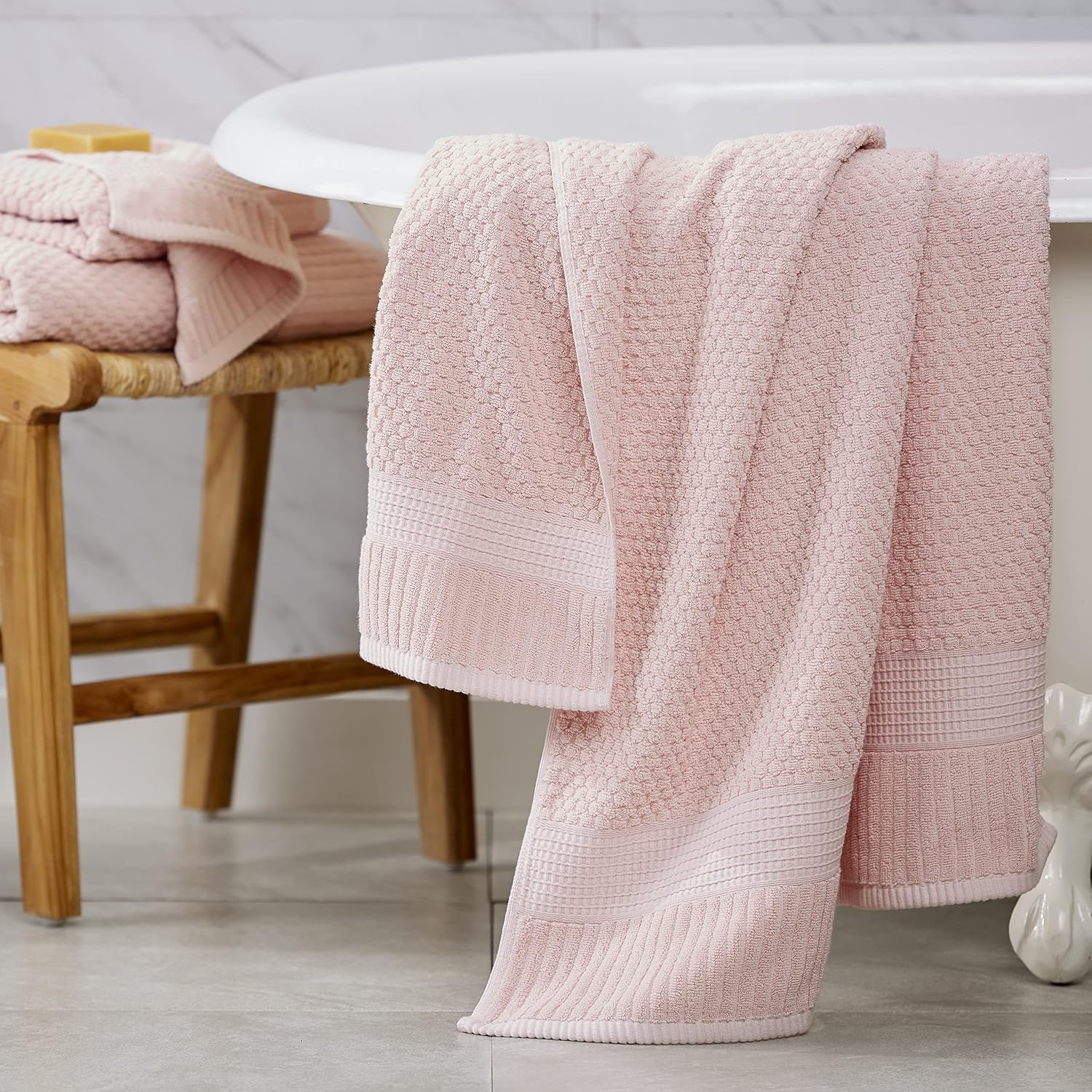 NY Loft 100% Cotton 6-Pack Hand Towel Set | Pink | Oeko-TEX | Quick-Dry | Six 16" x 28" Hand Towels | Super Absorbent