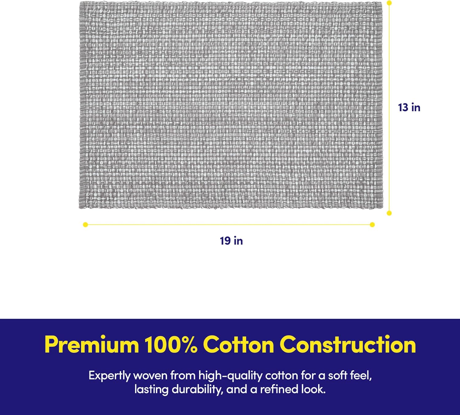 Sweet Home Collection 100% Cotton Placemats for Dining Room Rectangle Two Tone Woven Fabric 13" x 19" Soft Durable