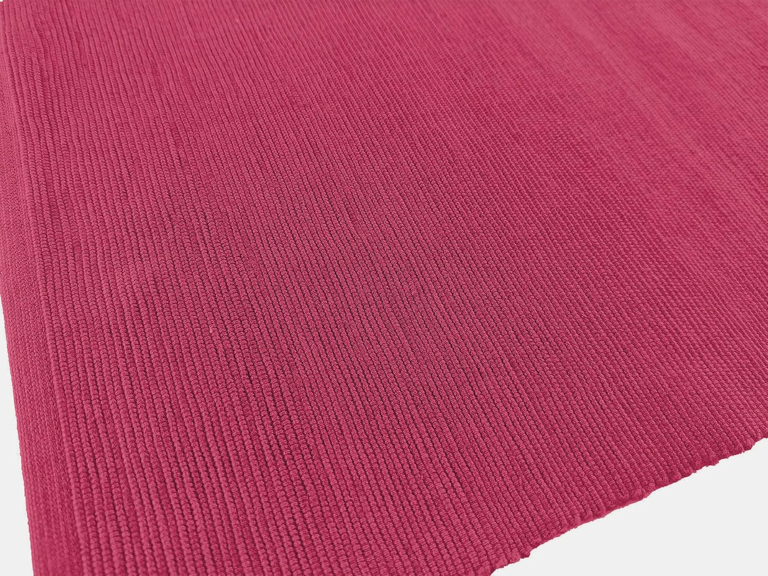 100% Cotton Ribbed Placemats - Set of 8-13 x 19 Inches - Fuchsia/Bright Pink - Everyday Basic Fabric Table Mats - Thick