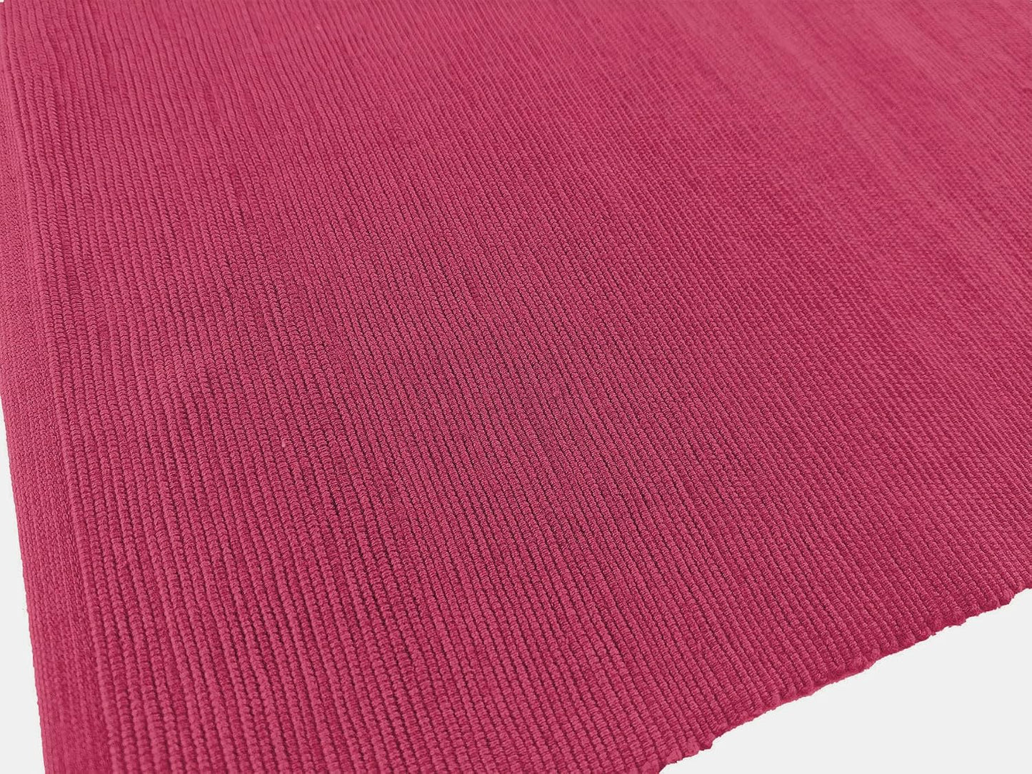 100% Cotton Ribbed Placemats - Set of 6-13 x 19 Inches - Fuchsia/Bright Pink - Everyday Basic Fabric Table Mats - Thick