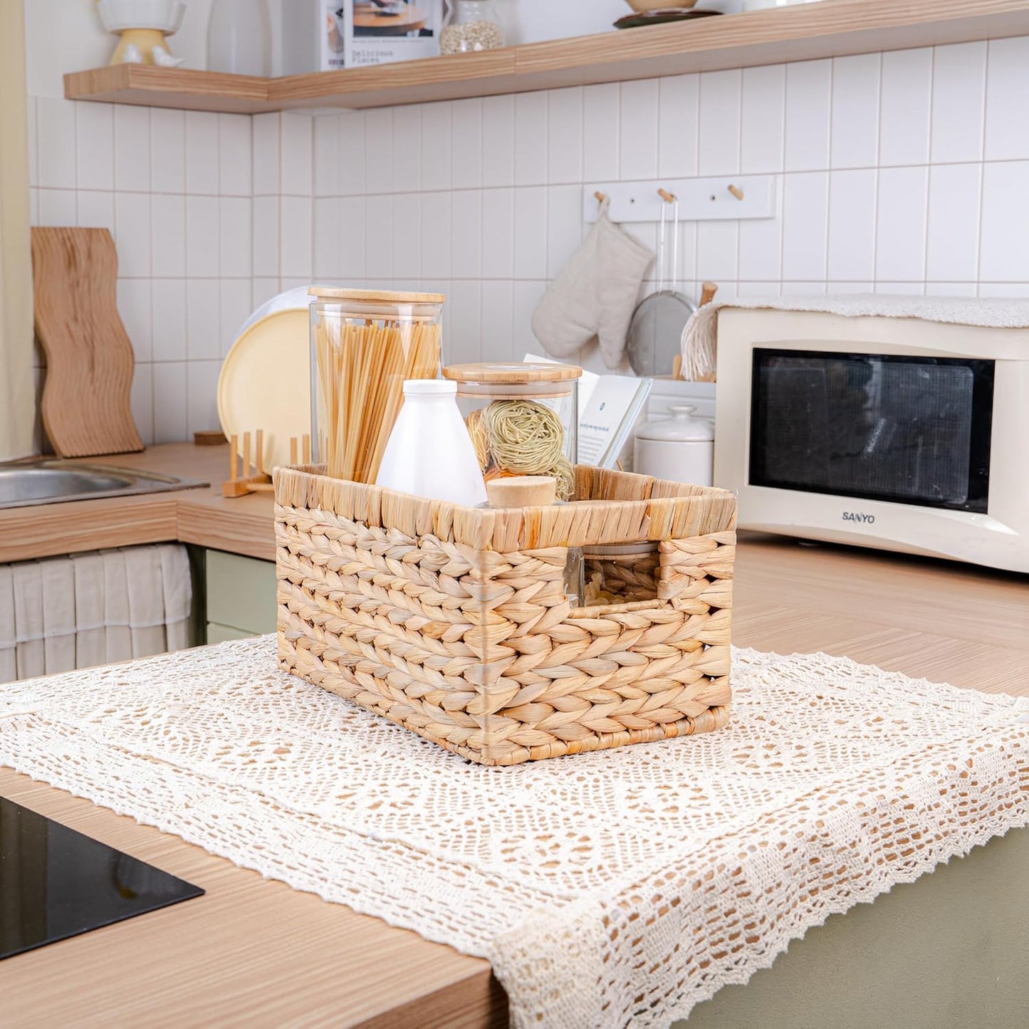 Wicker Storage Baskets / Natural - Medium 6 Packs / Set of 6