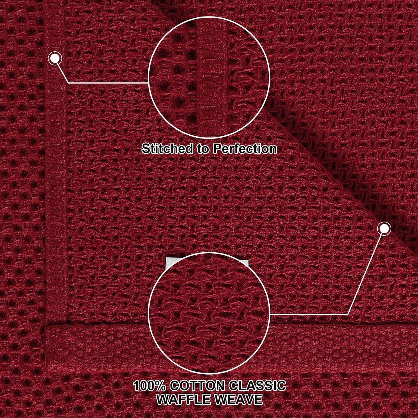 Homaxy 12 Pack 100% Cotton Kitchen Towels and Dishcloths Set, Burgundy | 12 x 12 Inches and 13 x 28 Inches Kitchen