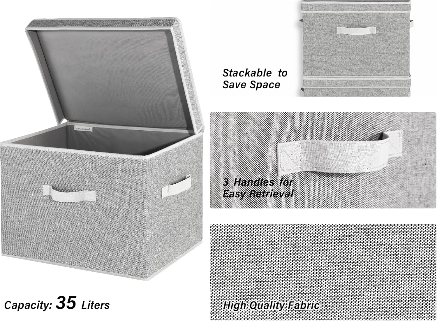 Fabric Storage Bins / Gray / Jumbo