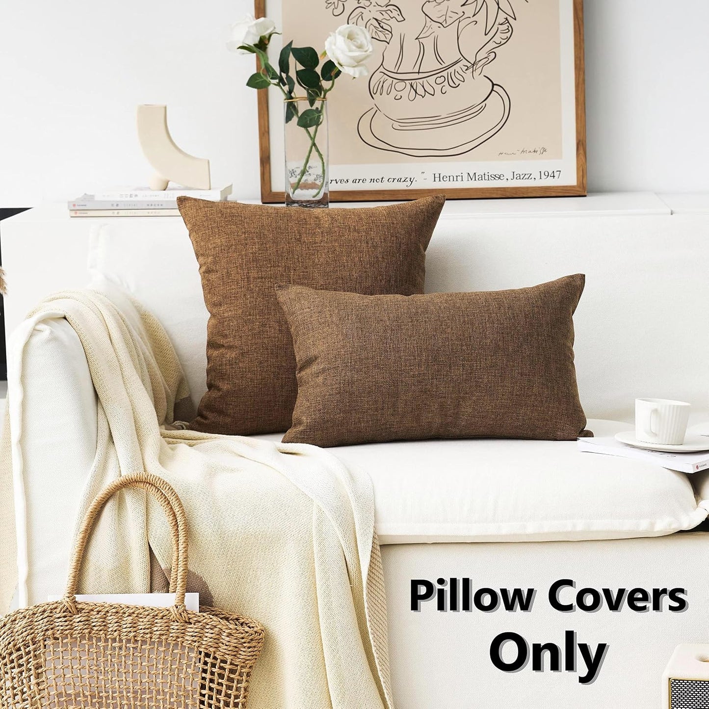 Decorative Pillow Covers Cushion Covers / 16 x 16 / Brown / Set of 2