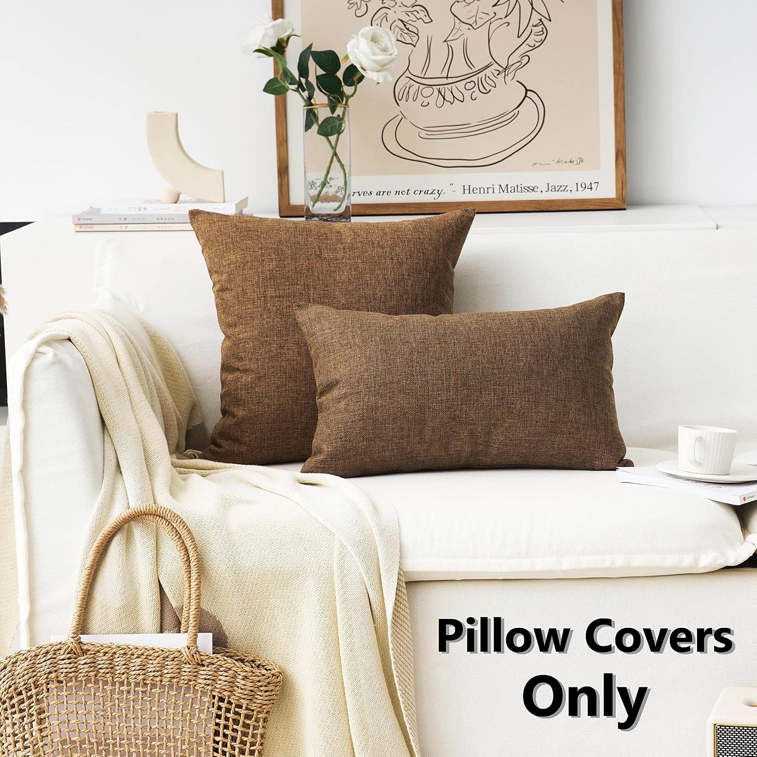 Decorative Pillow Covers Cushion Covers / 16 x 16 / Brown / Set of 2