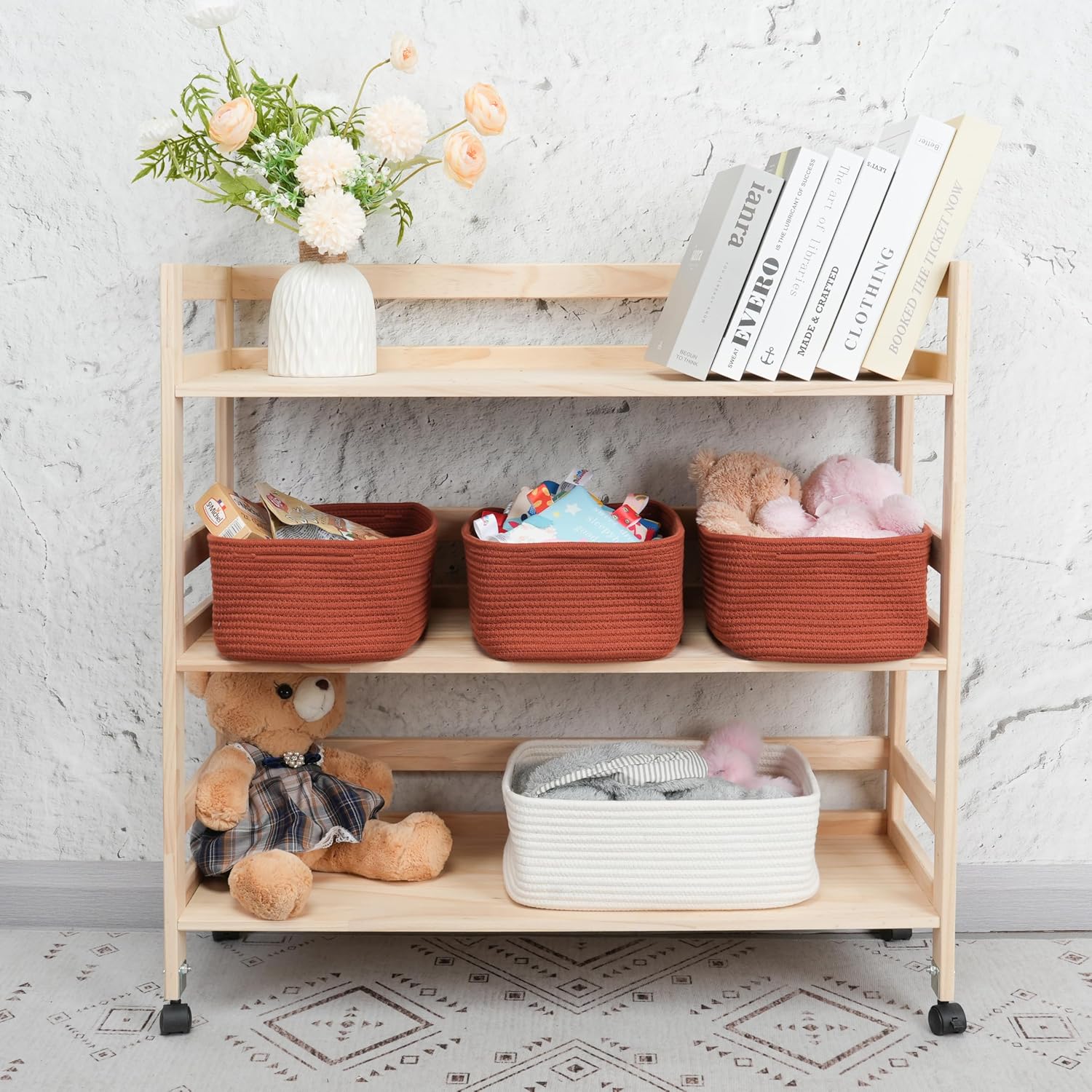 Small Woven Storage Baskets " Decorative Rope Bins for Organizing / Rustic / Regular / 12 x 8 x 5