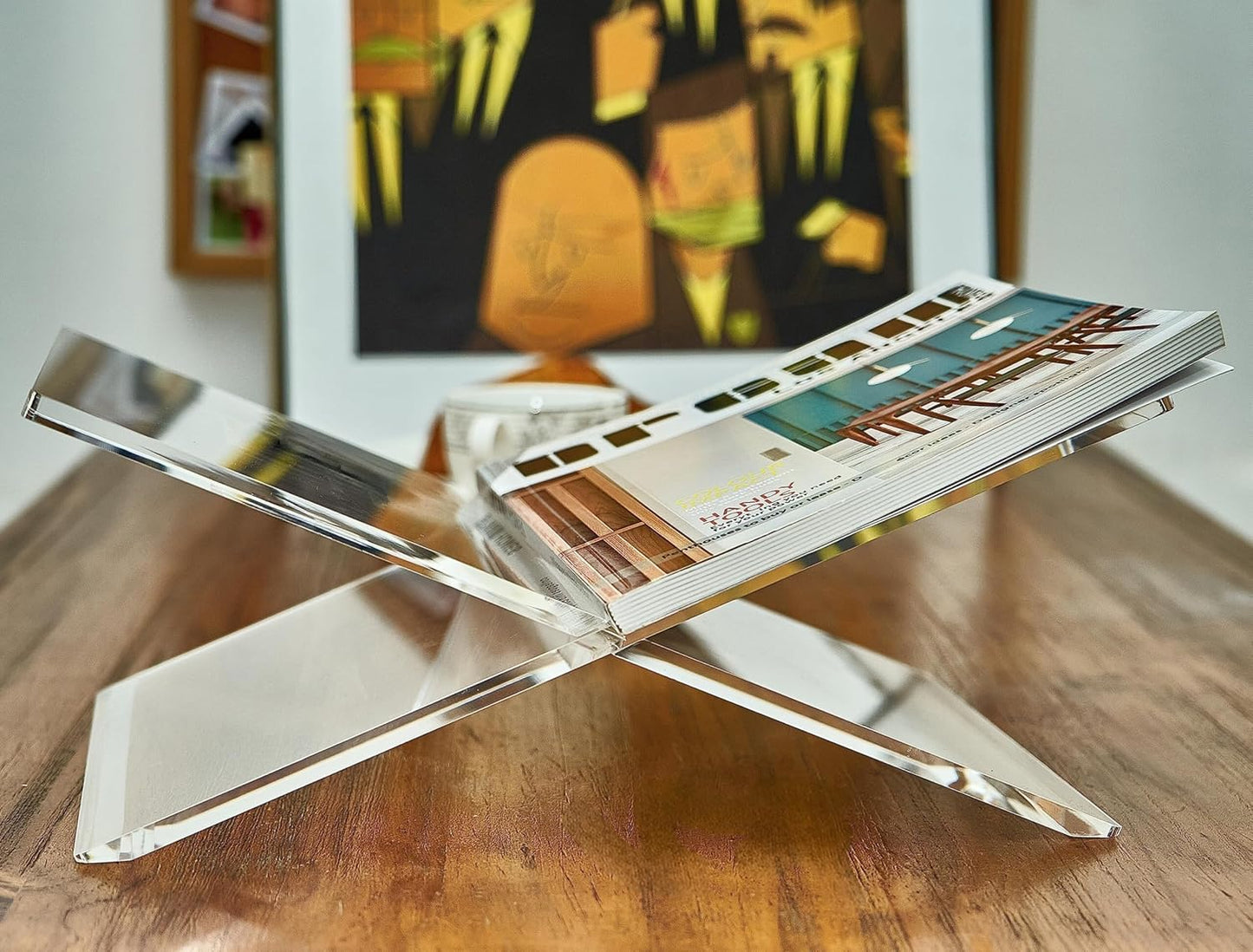 Honygebia Clear Acrylic Book Stands - Cross Frame Acrylic Book Holder, Open Bookstand for Display and Reading, Suitable