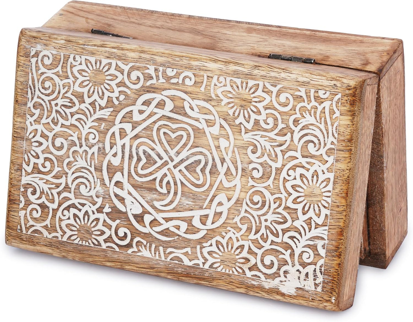 Mango Wood Jewelry Box / Center Flower Des