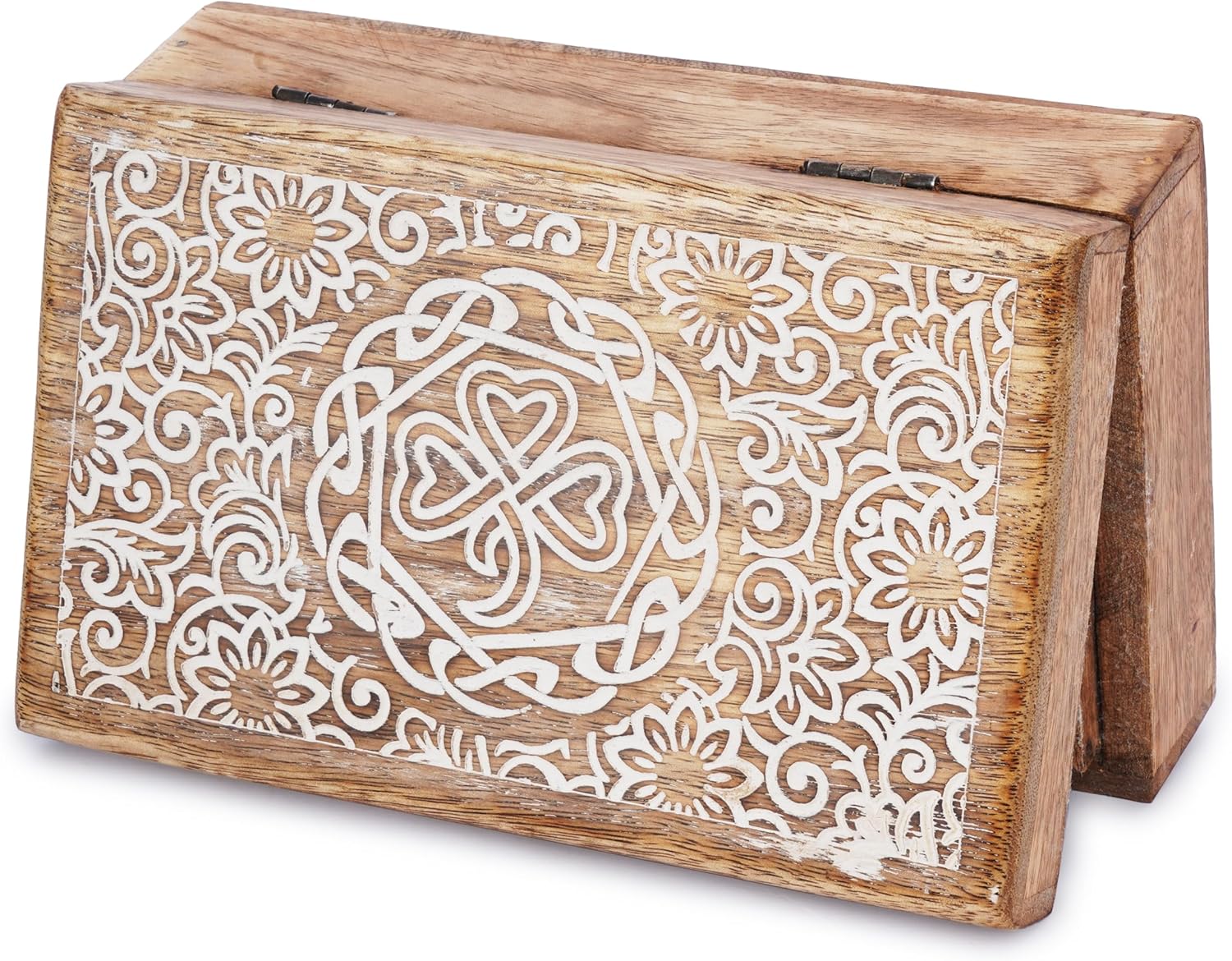 Mango Wood Jewelry Box / Center Flower Des
