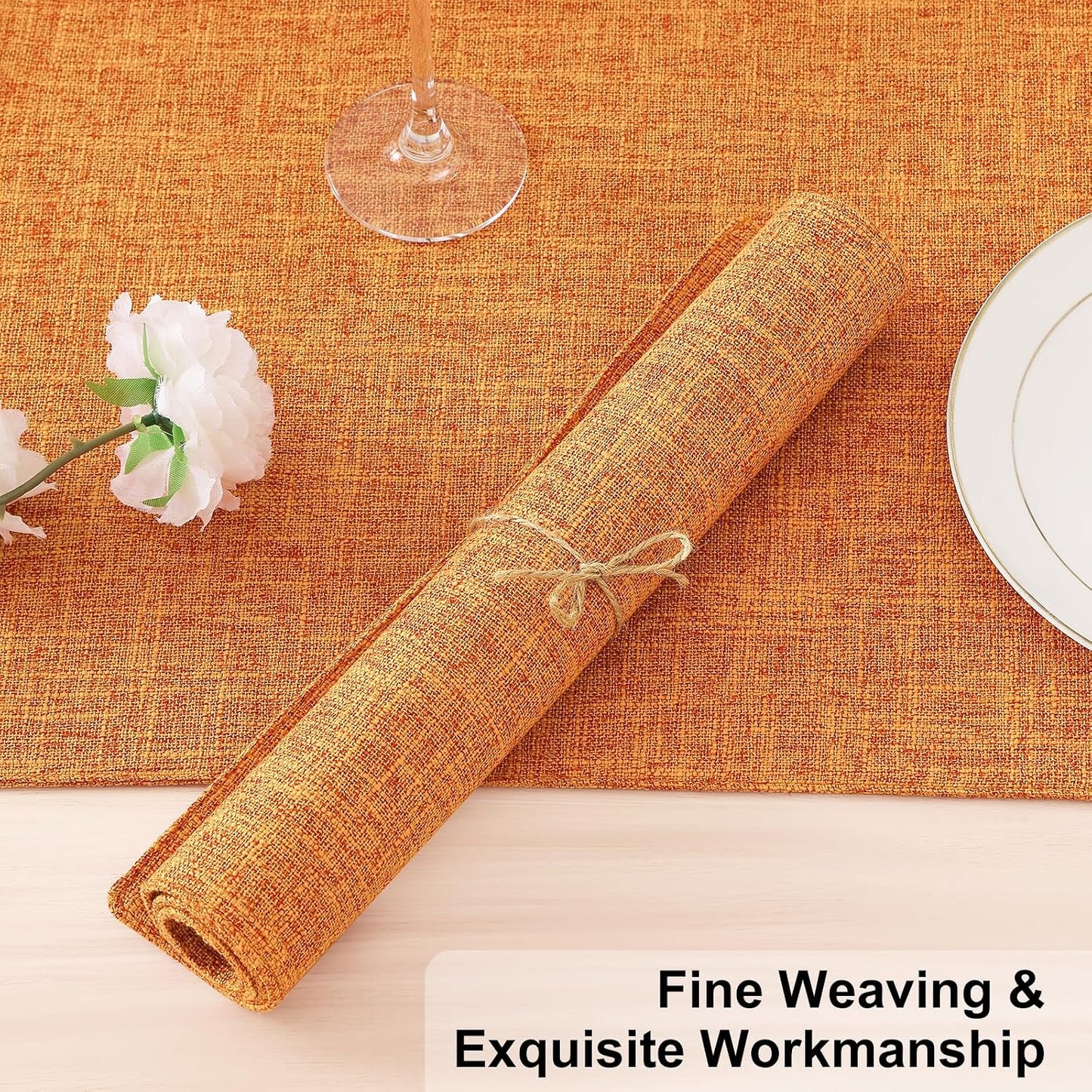 Homaxy Cloths Placemats for Dining Table Set of 6, 13" x 19", Orange | Heat Resistant, Washable, Cotton Linen Blend