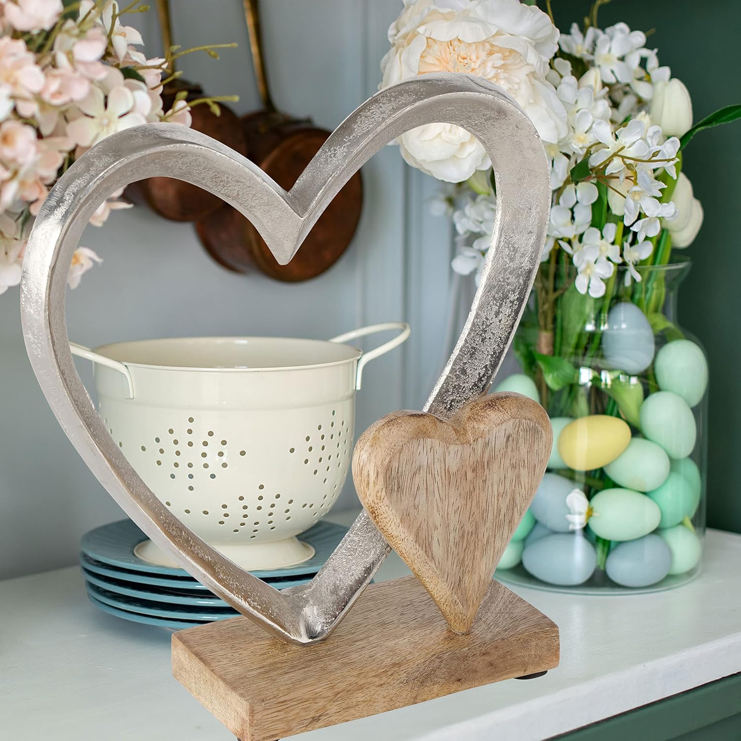 Eternity Double Heart Figurine / Double Eternity Heart, 8.75 Inches / Silver / 8.75 Inch
