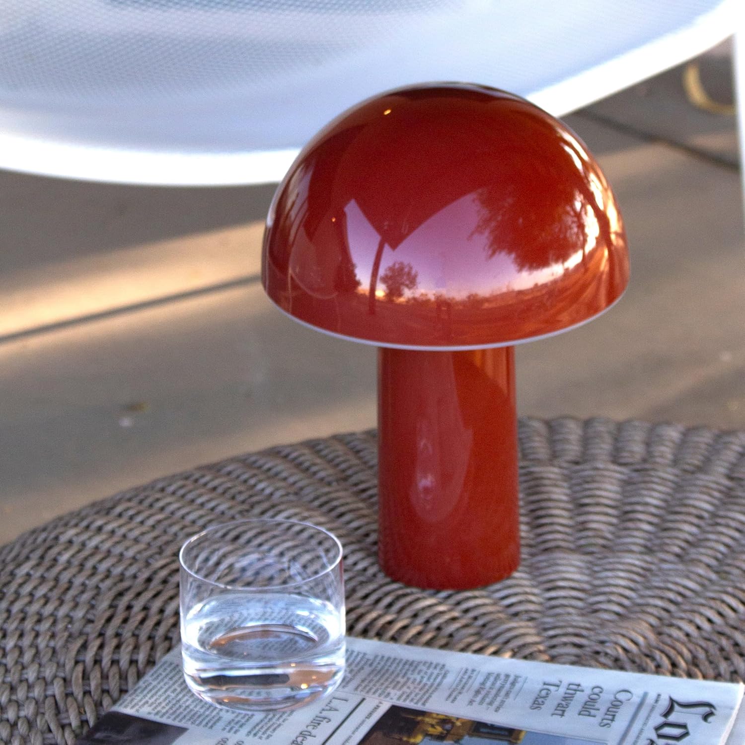 Brightech Celia Mood Lamp – 10" Touch-Controlled Mushroom Table Lamp, Cordless & Dimmable LED, Portable & Rechargeable