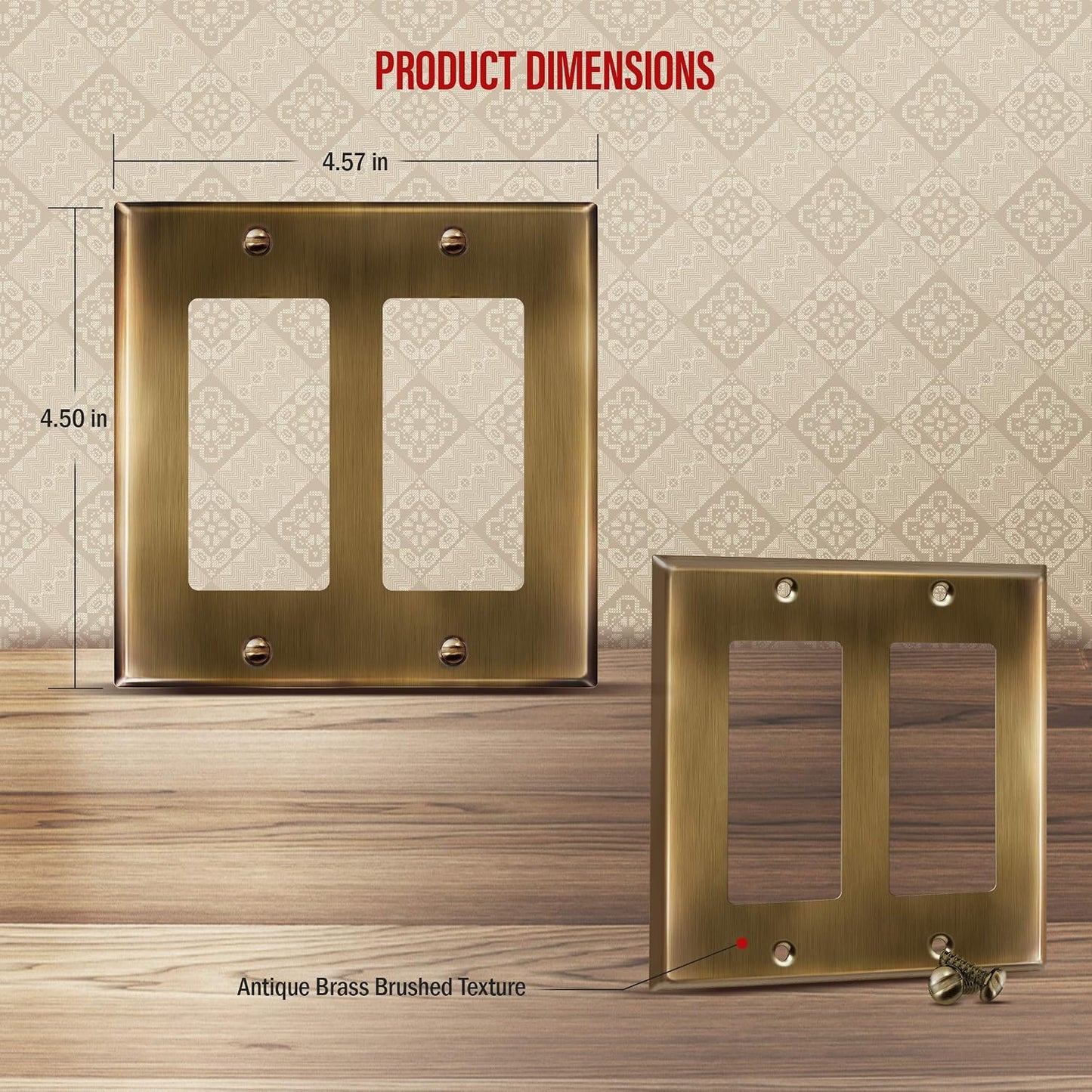 ENERLITES Double Decorator Switch or Receptacle Metal Cover Plate, Corrosion Resistant, Standard Size 2-Gang 4.50" x