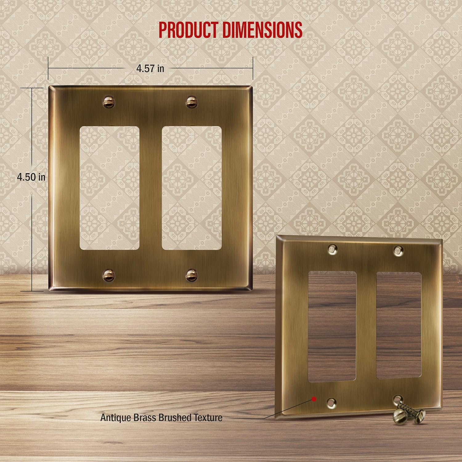 ENERLITES Double Decorator Switch or Receptacle Metal Cover Plate, Corrosion Resistant, Standard Size 2-Gang 4.50" x