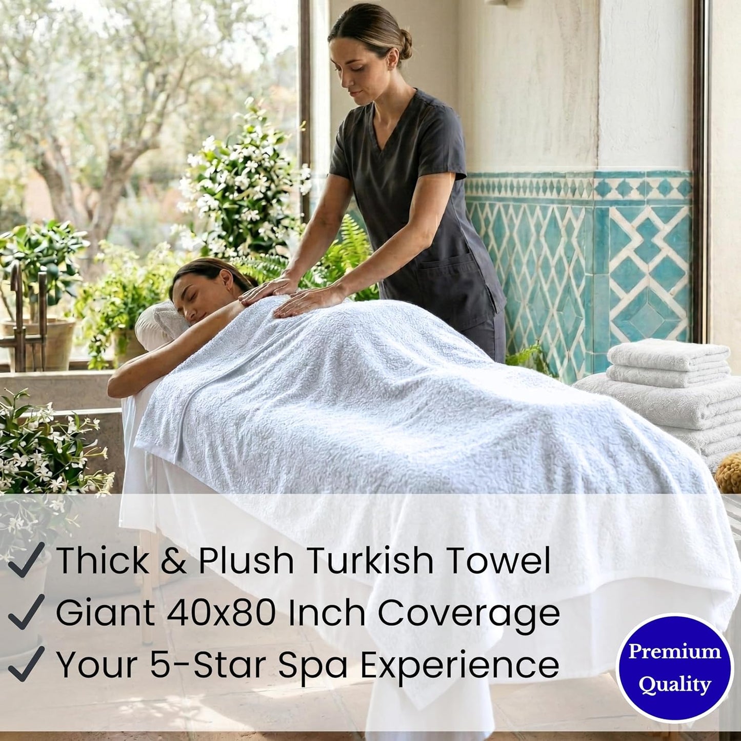 SALBAKOS Luxury 100% Turkish Cotton Bath Sheet 40x80 in (1-Piece, White) | Extra Large Jumbo Oversized Bathroom and