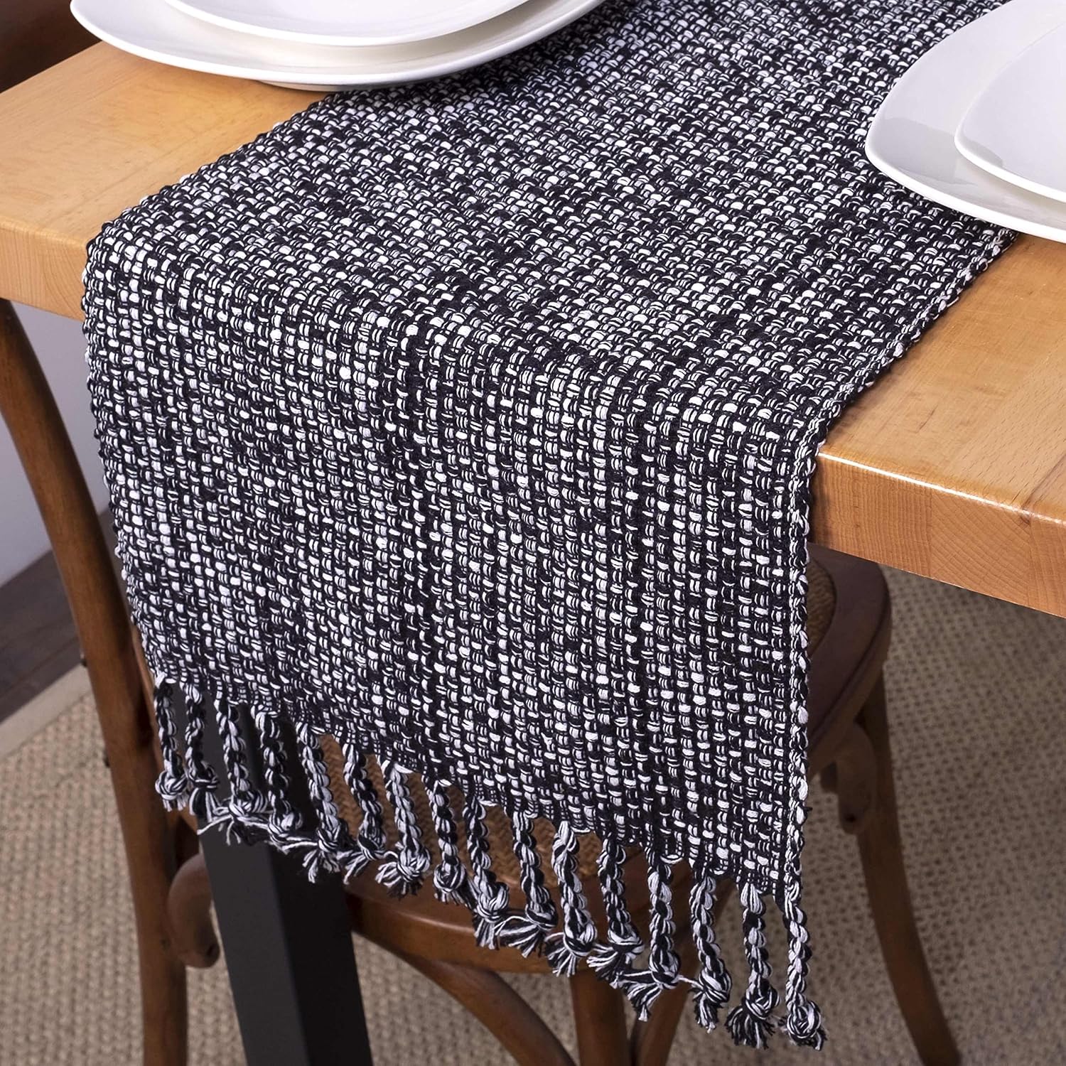 100% Cotton Table Runner for Dining Room Tables Rectangle Two Tone Woven Fabric 72" x 13" Soft Durable Table Runner