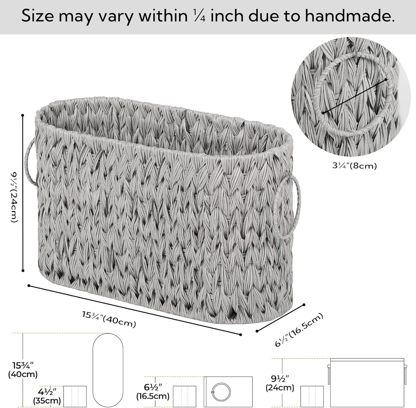 Wicker Basket / Toilet Paper Basket / Grey