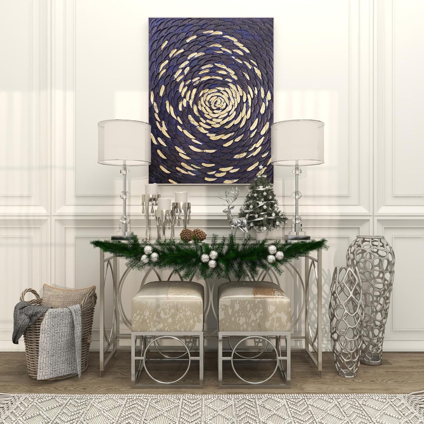 CosmoLiving by Cosmopolitan Aluminum Metal Abstract Decorative Candle Holder Melting Drip Candle Stand, Set of 3