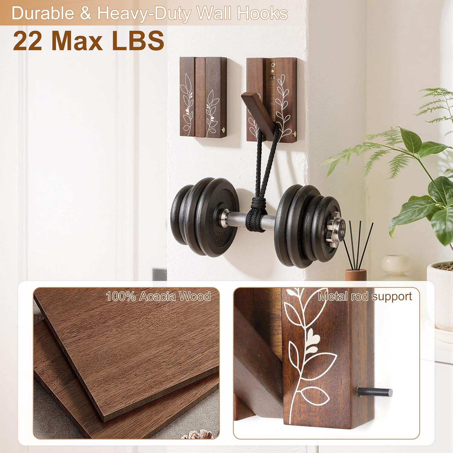 Rustic Folding Wall Hooks / Pattern B / Set of 2