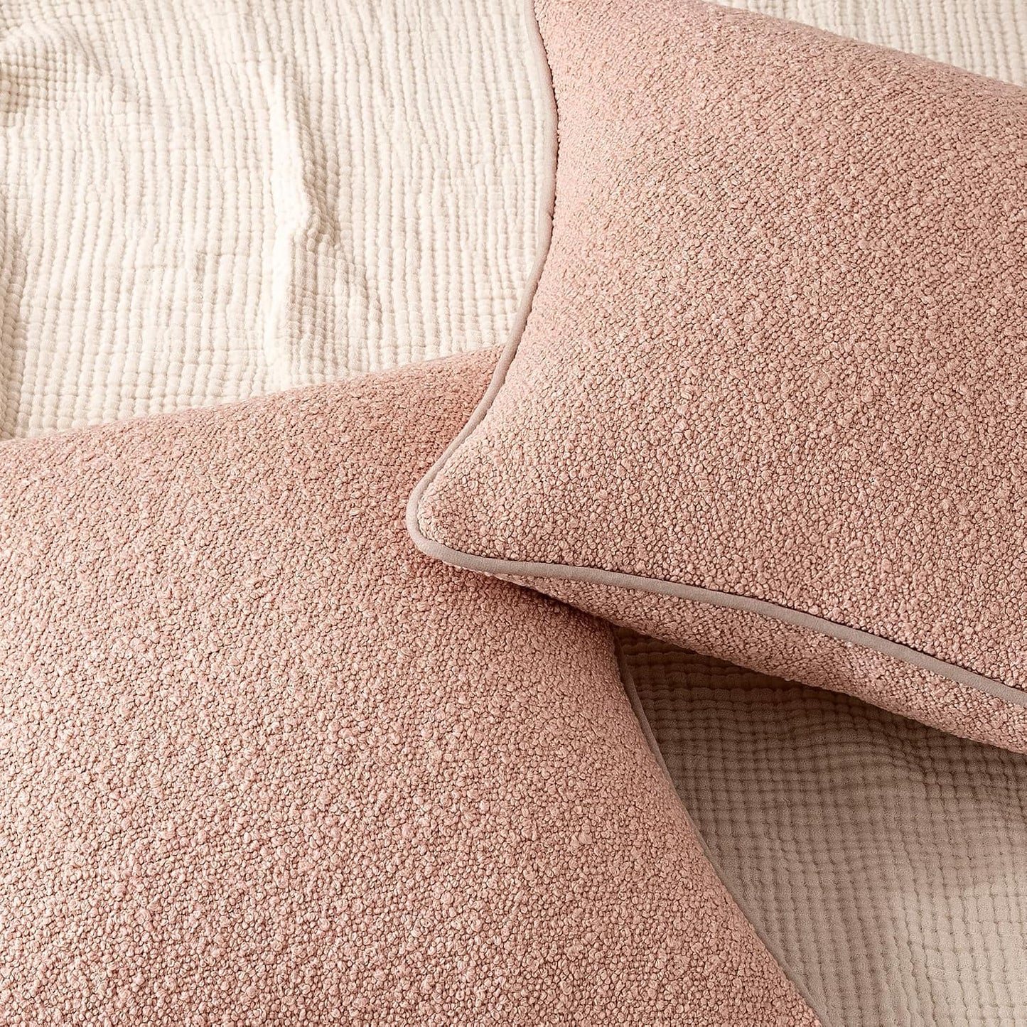 Boucle Throw Pillow Covers / Pink / 18 x 18 / Set of 2