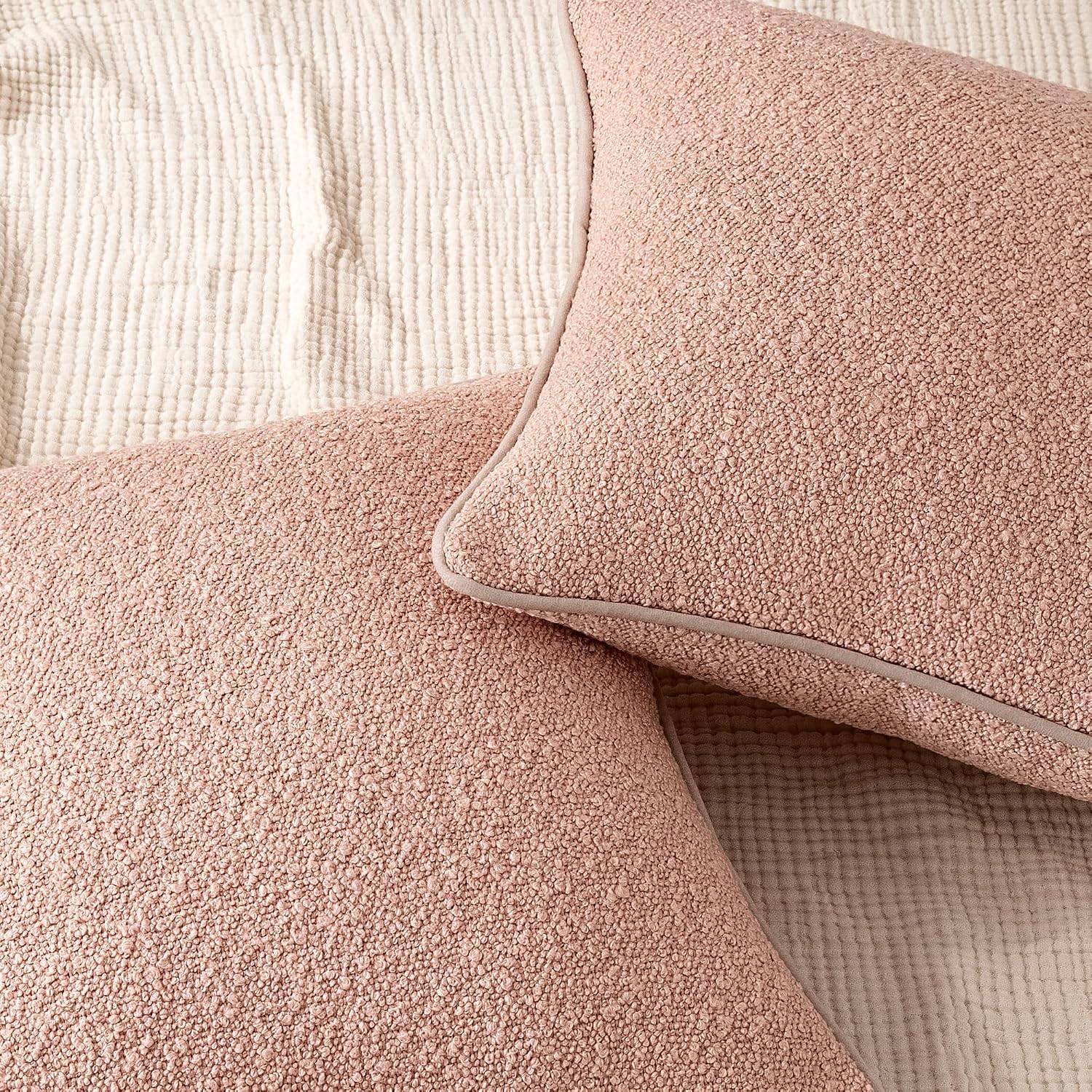 Boucle Throw Pillow Covers / Pink / 18 x 18 / Set of 2
