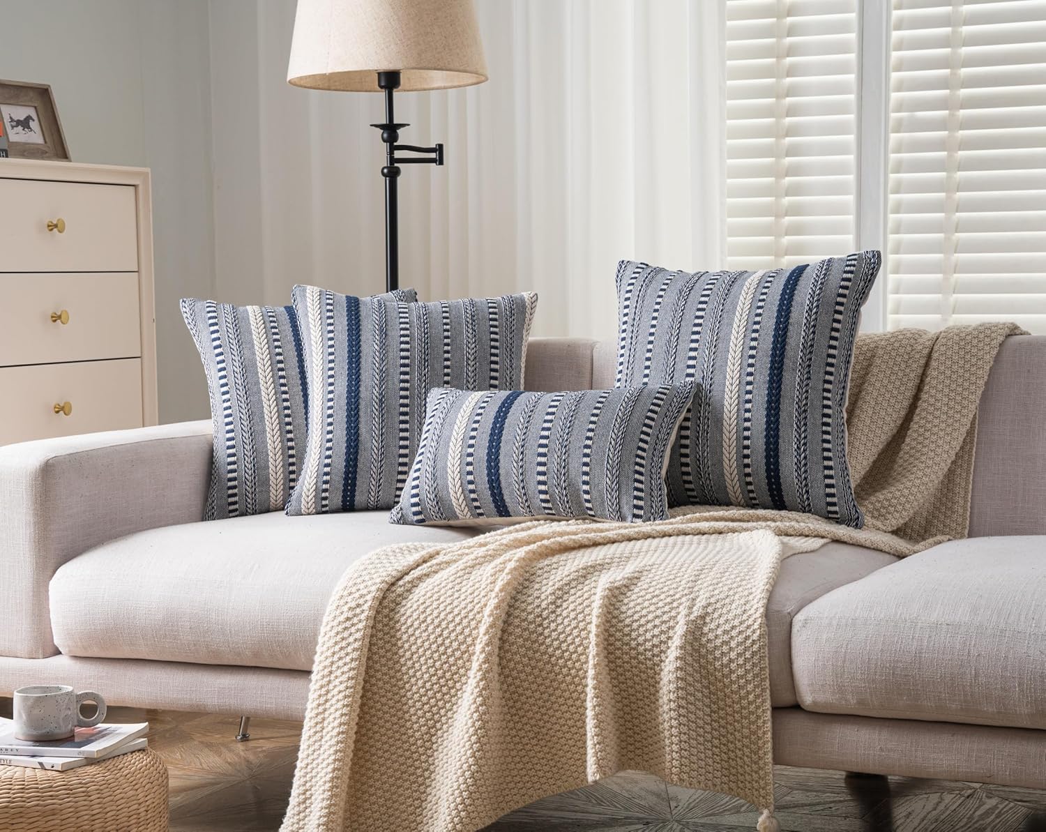 Boho Throw Pillow Covers / Navy Blue / 18 x 18 / Set of 2