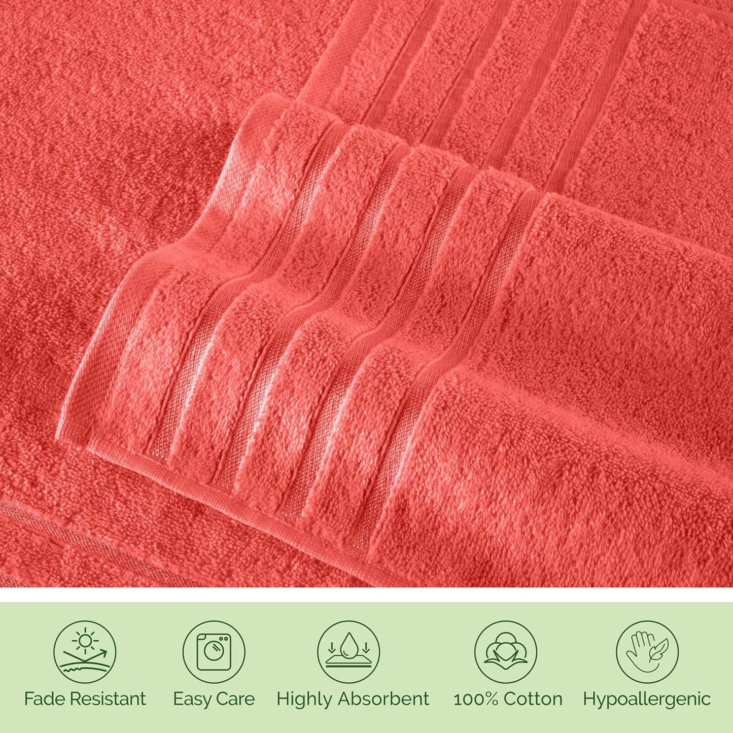 Elegant Comfort 4 Lines Viscose Stripe 6-Piece Premium Towel Set - 100% Turkish Cotton High Absorbent Luxury Bathroom