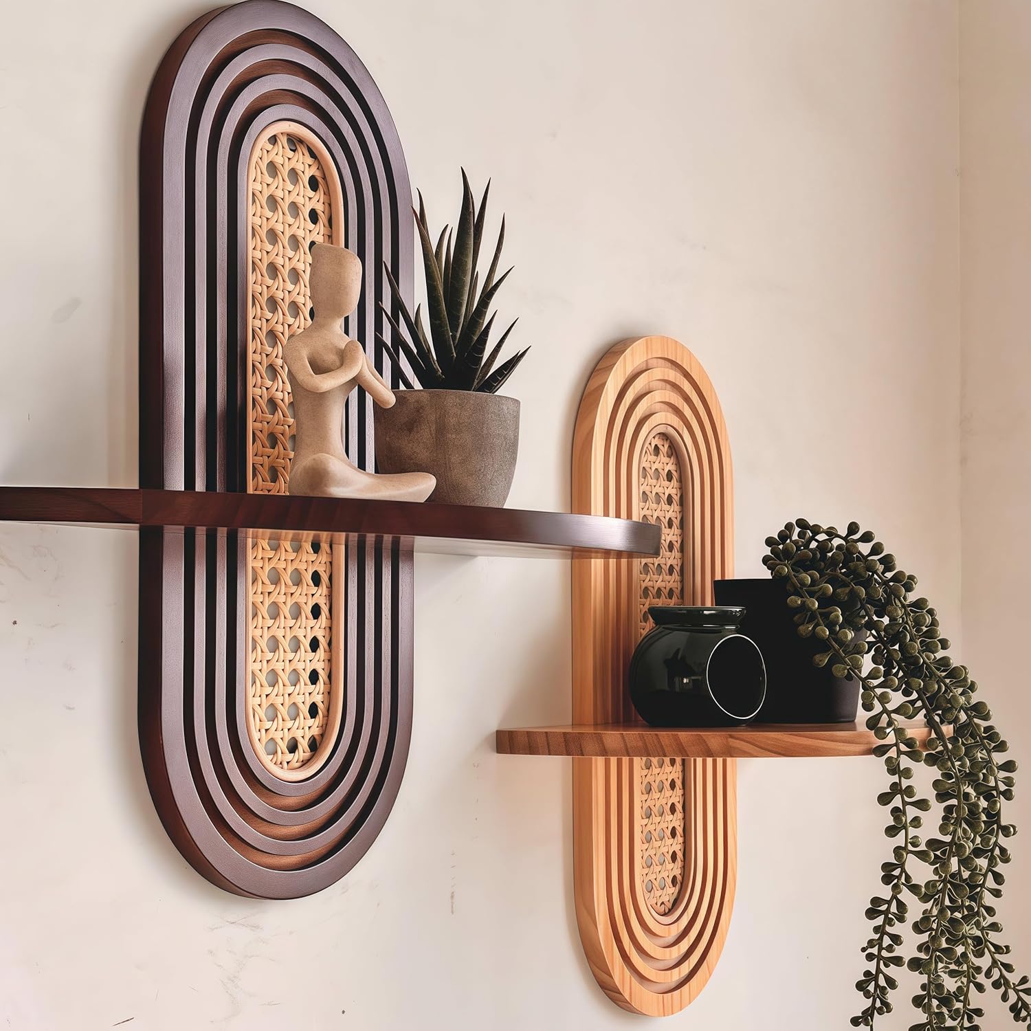 1pc Mid-Century Modern Wall Shelf / Walnut
