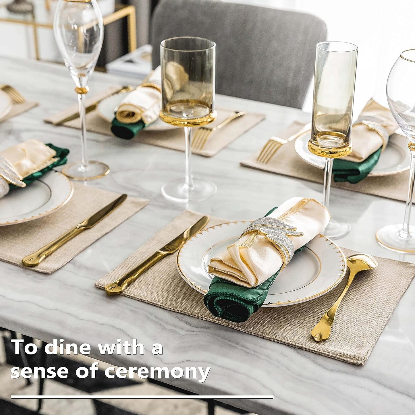 Home Brilliant Burlap Linen Placemats Set of 6 Plate Mats Heat Resistant Dining Table Cloth Placemats Washable Kitchen