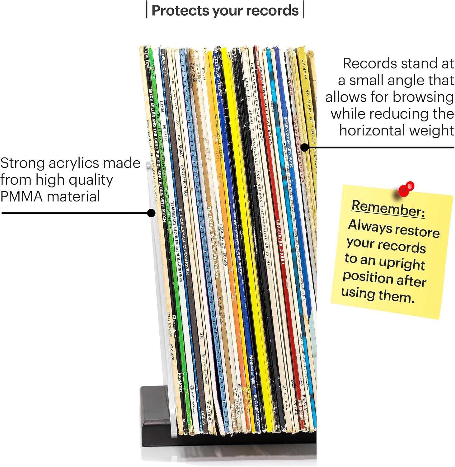 Premium Vinyl Record Holder - a Mid-Century Style Record Holder for Albums, 50-60 LP Capacity - with a Now-Playing