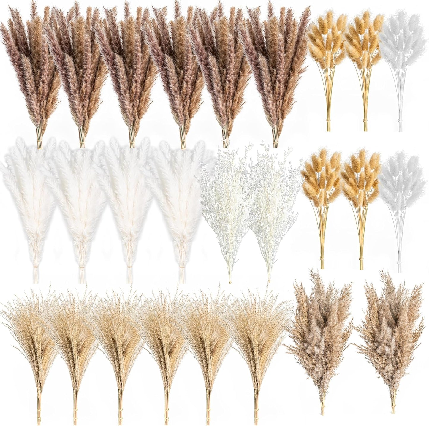 Dried Pampas Grass Boho Home Decor Bouquet Phragmites Dried Flowers Bouquet / Natural / Set of 650