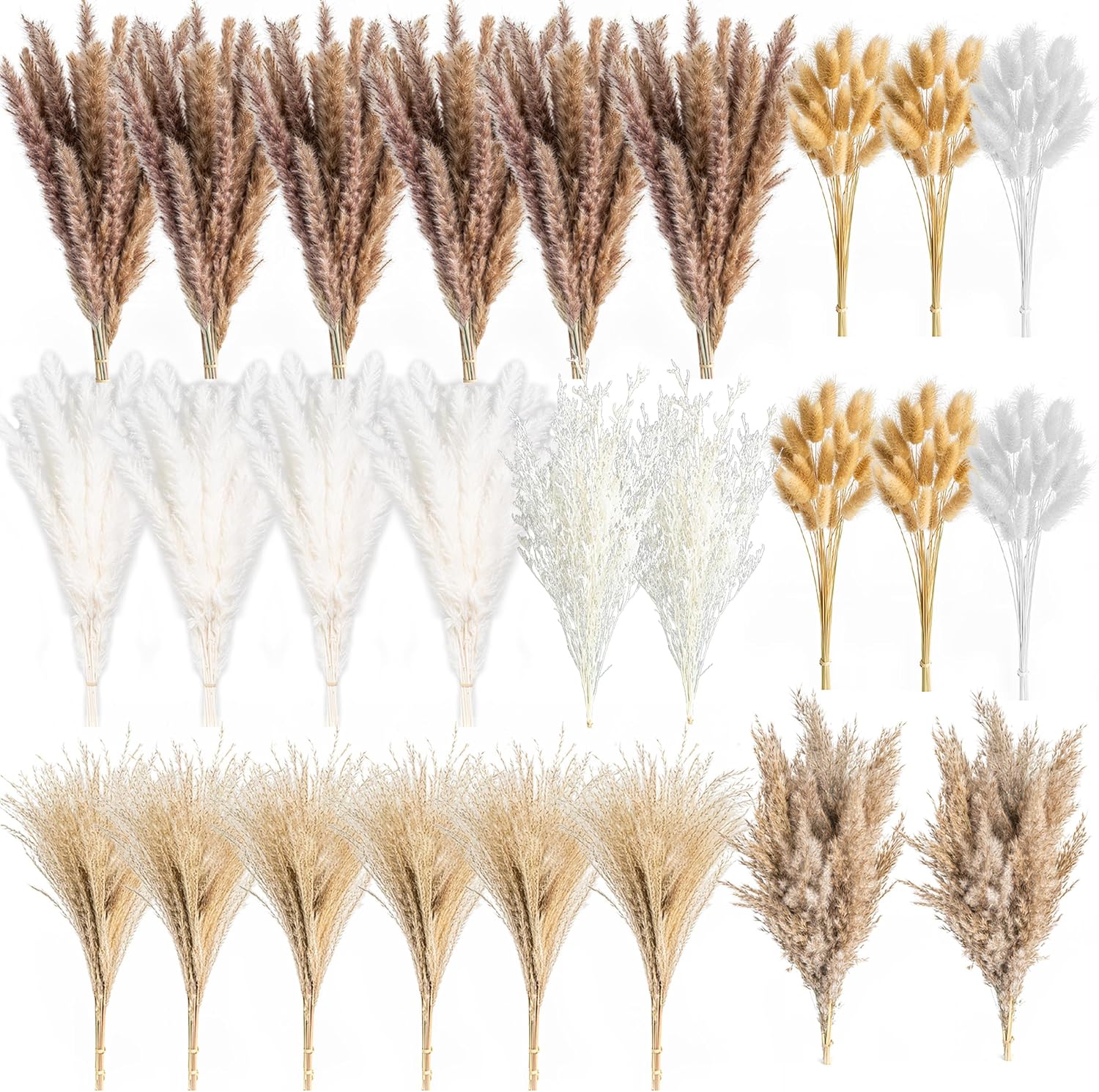 Dried Pampas Grass Boho Home Decor Bouquet Phragmites Dried Flowers Bouquet / Natural / Set of 650