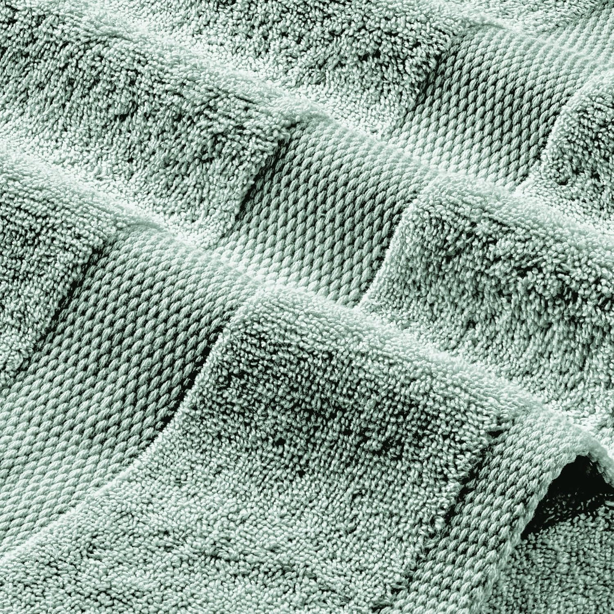 White Classic Wealuxe Green Bath Towels 24x50 Inch, Cotton Towel Set for Bathroom, Hotel, Gym, Spa, Soft Extra