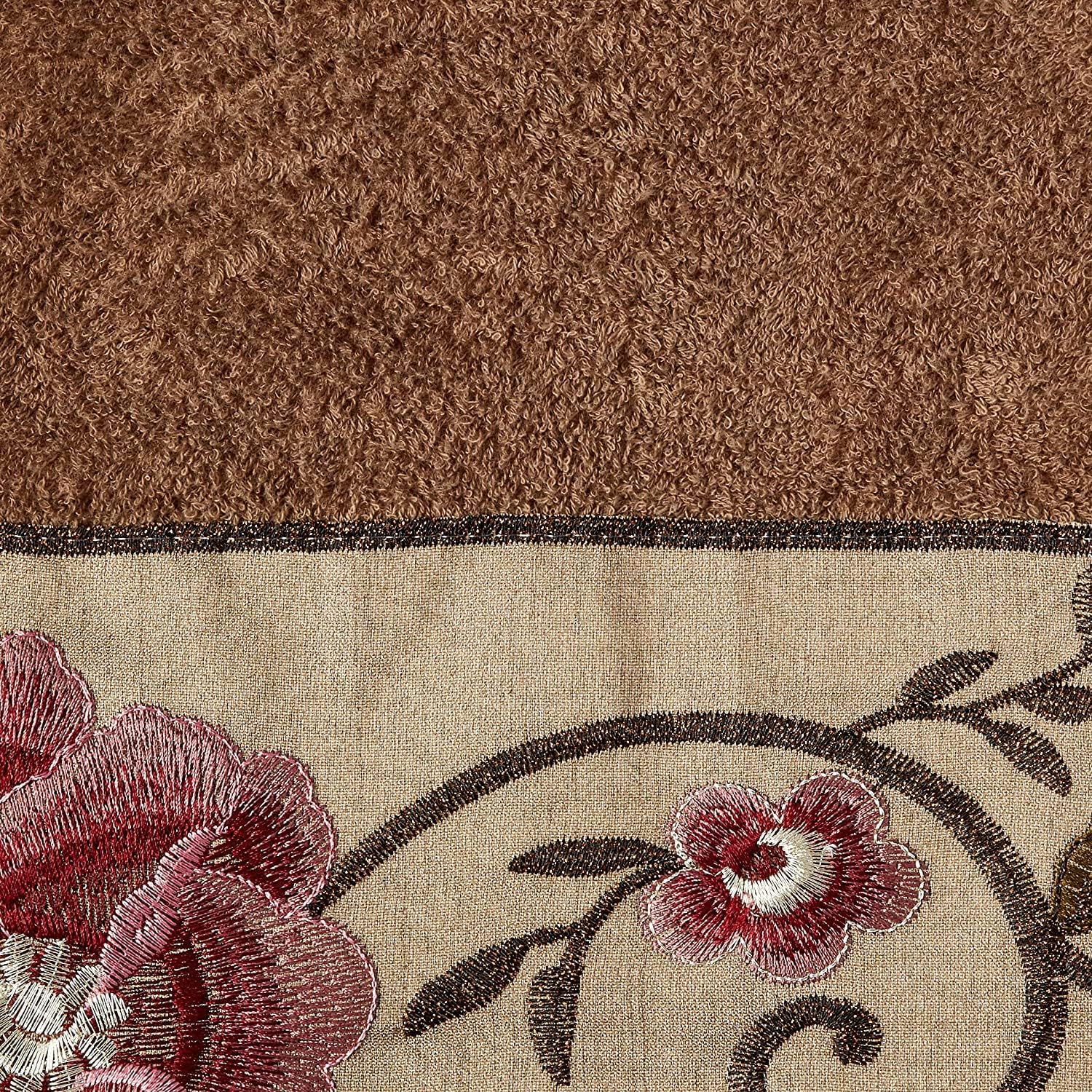 Zahari Home Larrisa Floral Bathroom Towel Set - 3 Piece Bath, Hand, and Wash Towels - Modern Classic Contemporary Decor