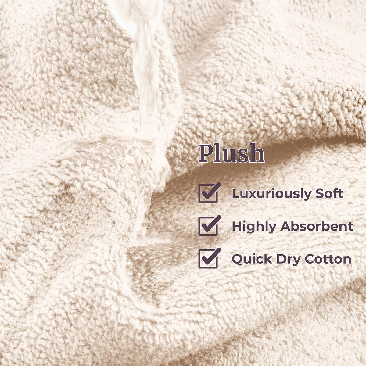 Lavish Home 6PC Towel Set - 525GSM 100% Cotton Bathroom Essentials with 2 Bath Towels, 2 Hand Towels, and 2 Wash Cloths