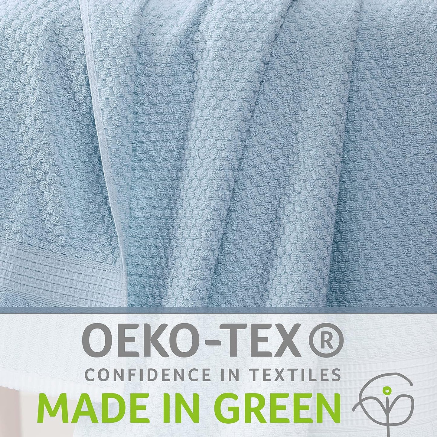 NY Loft 100% Cotton 4-Pack Bath Towel Set | Blue | Oeko-TEX | Quick-Dry | Four 30" x 52" Bath Towels | Super Absorbent