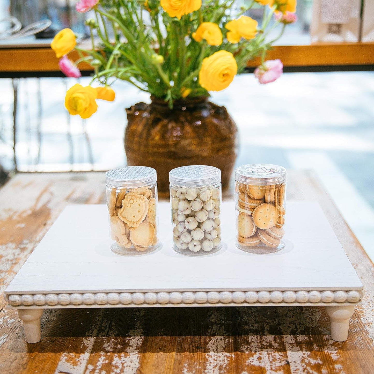 Rustic Tiered Tray Decor for Coffee Bar / White
