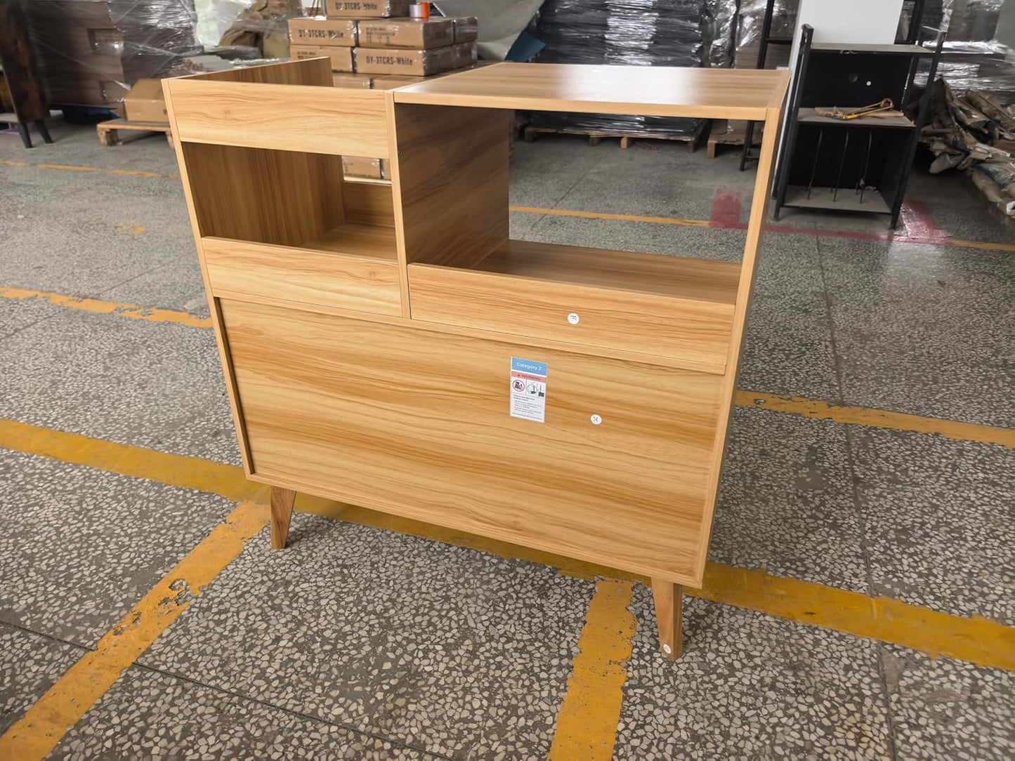 Large Record Player Stand Holds Up to 300 Albums | Natural Wood Turntable Stand, Vinyl Holder with Display Area, Record