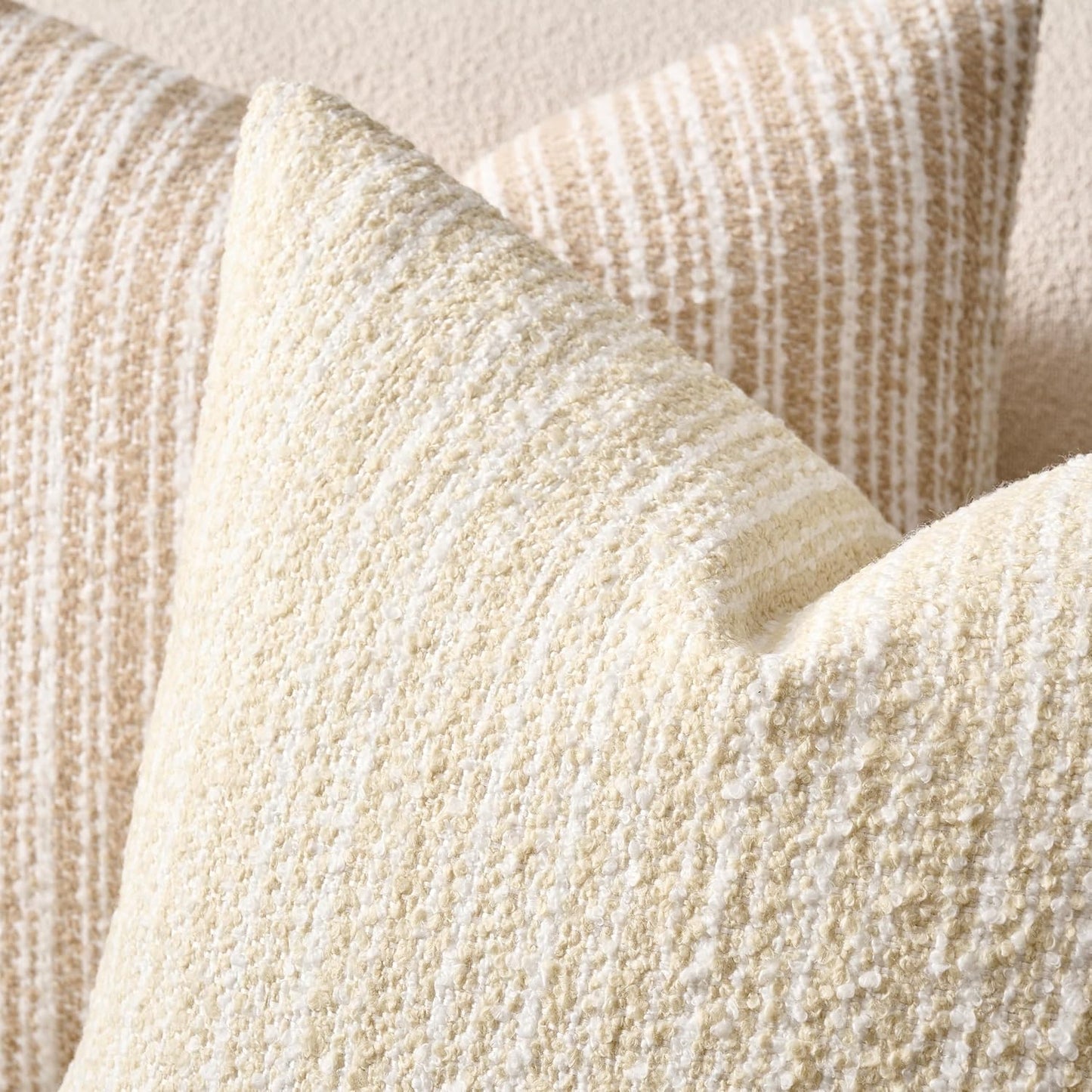 Throw Pillow Covers Textured Boucle Pillow Covers / 18 x 18 / Ivory White / Set of 2