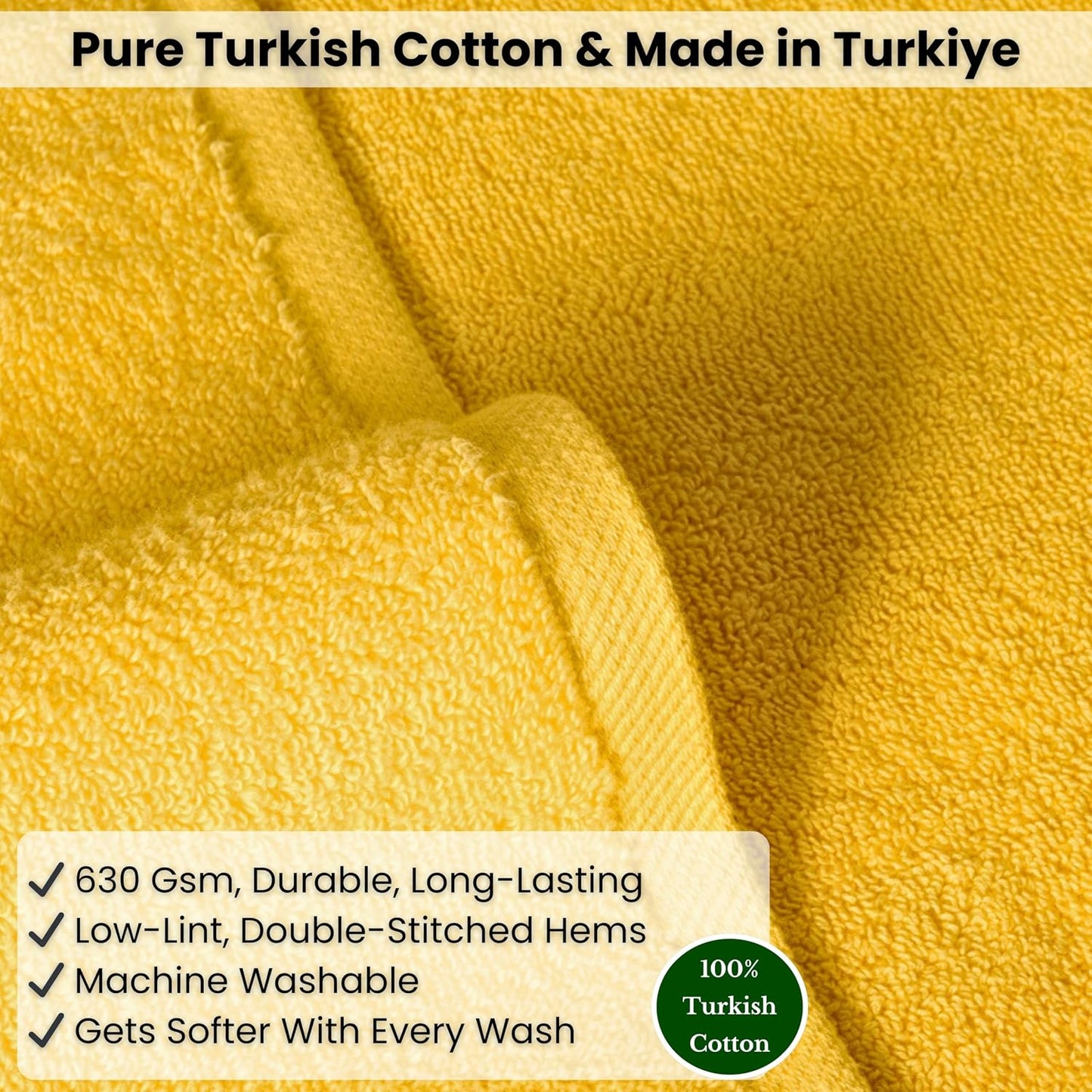 SALBAKOS Luxury 100% Turkish Cotton Bath Sheet 40x80 in (1-Piece, Yellow) | Extra Large Jumbo Oversized Bathroom and